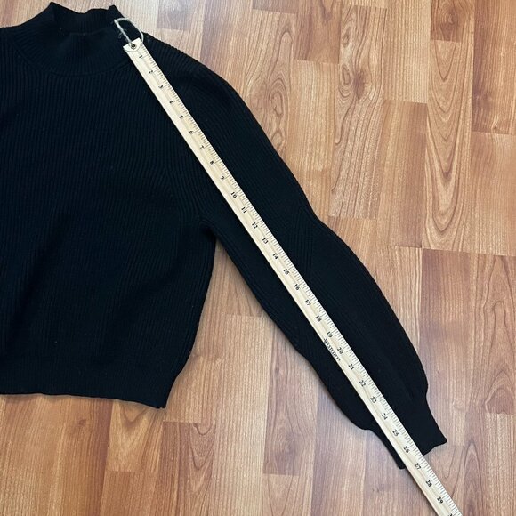 Zara Knit Black Cropped Puff Bishop Sleeve Sweater Sz S Small - Picture 9 of 9